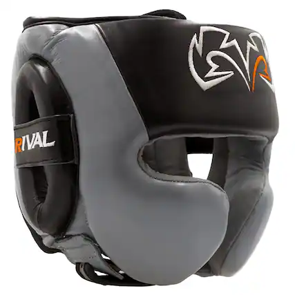 Front. RIVAL - Rival Boxing RHG30 Mexican Training Headgear - XL - Black/Gray - Black/Gray.