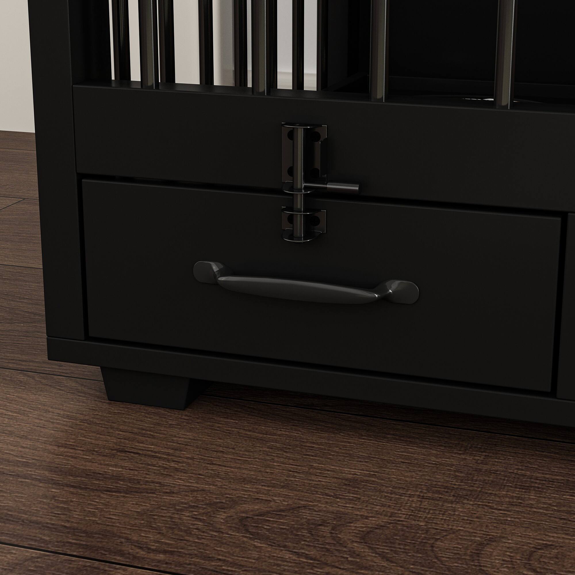 Alt View 6. FUFU & GAGA - Furniture-Style Dual-Dog Crate with Pull-Out Feeder & Storage - Convertible Kennel for Medium/Large Breeds.