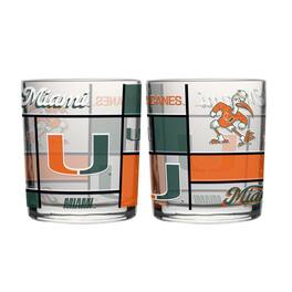 Logo Brands - Miami Hurricanes 12oz. Quilted Stained Two-Pack Rocks Glass Set - Multicolor