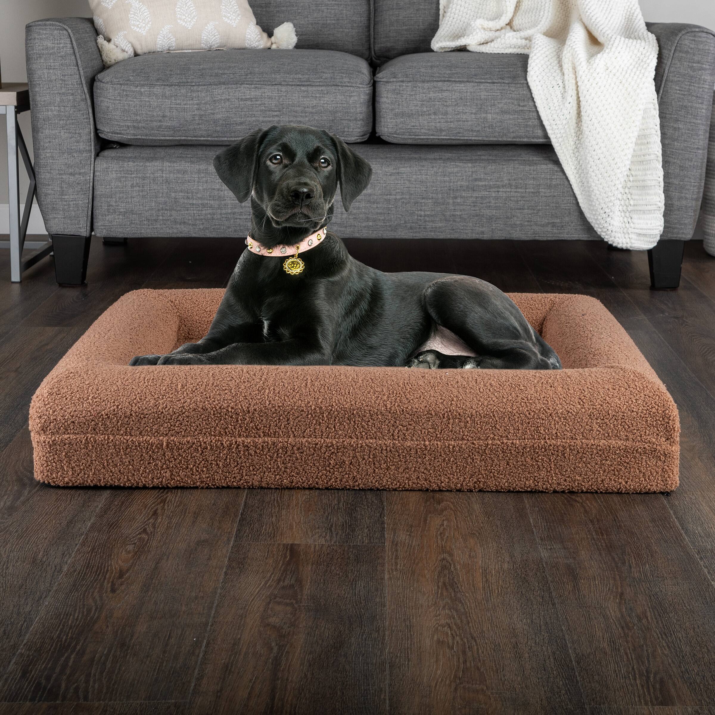 Alt View 1. PetMaker - 33in Medium Dog Bed with Bolster - Brown.