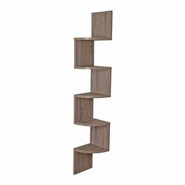 Danya B - Five Tier Corner Wall Shelf - Rustic - Beige