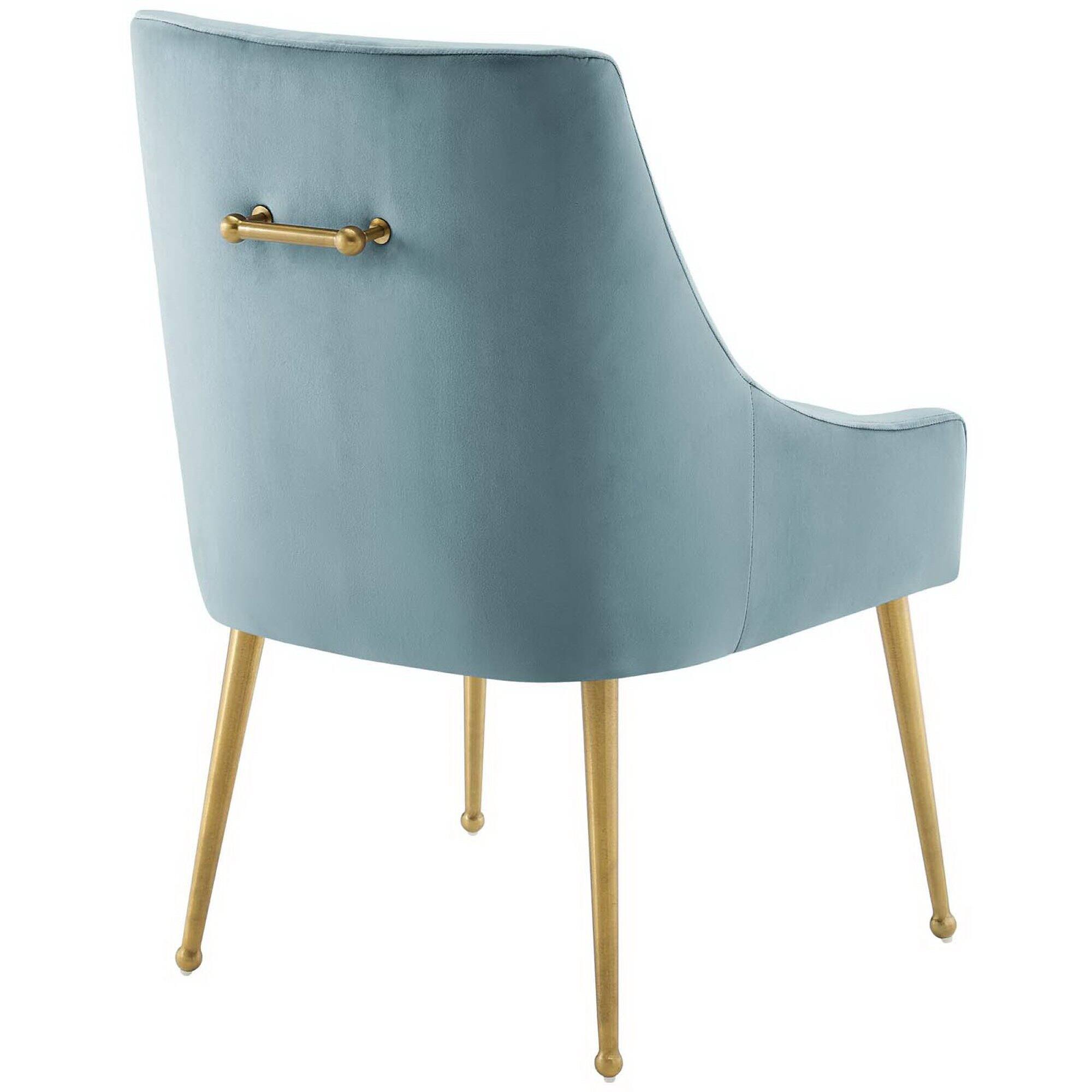 Left. Modway - Discern Upholstered Performance Velvet Dining Chair by Modway - Blue.