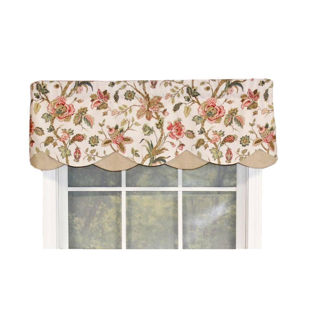 Front. RLF Home - RLF Home Gianna Petticoat Valance Natural. 3"Rod Pocket, Contrast Bottom fabric. 50" x 15" - Natural.