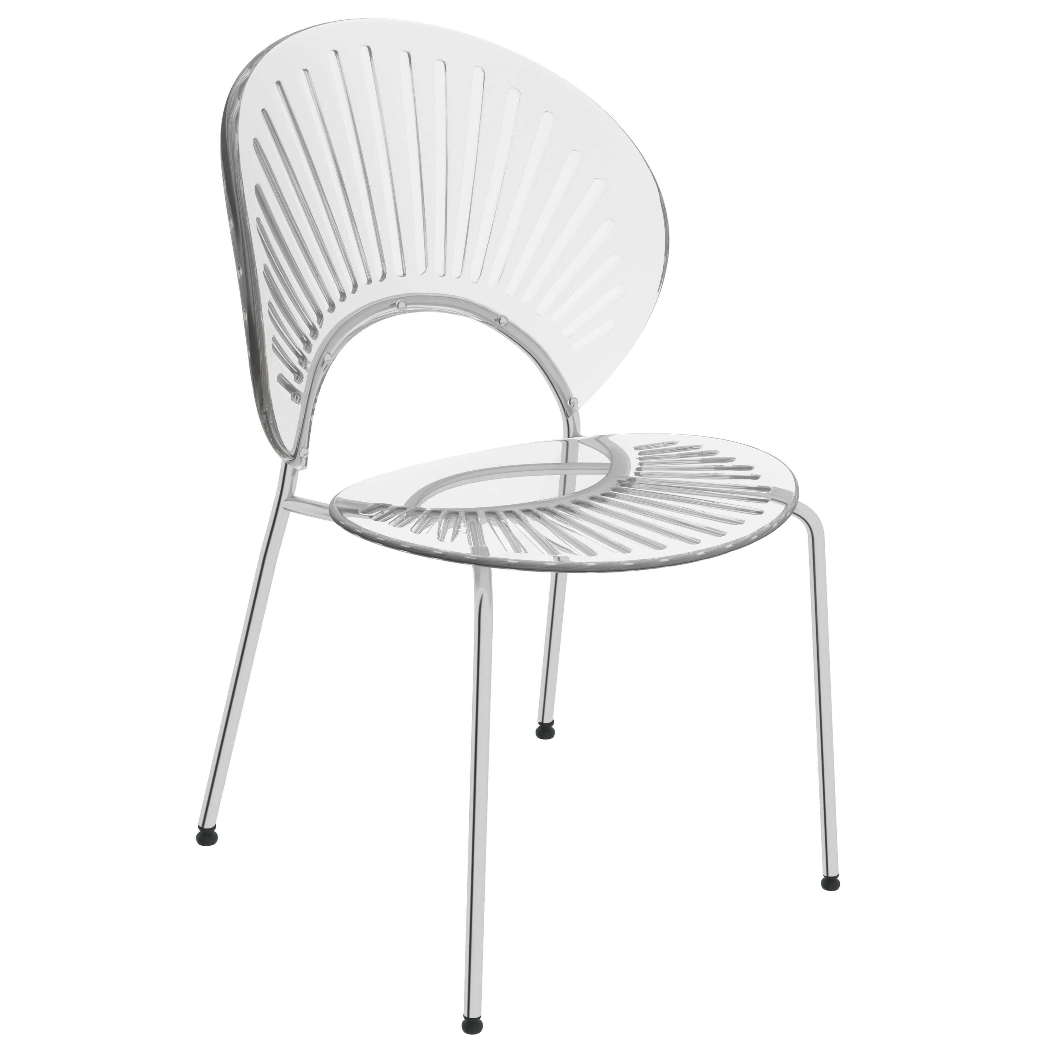 Back. LeisureMod - Opulent 4-PCS Modern Solid Back Dining Chair, Transparent Glossy Plastic Kitchen Chair, Sled Base - Clear.