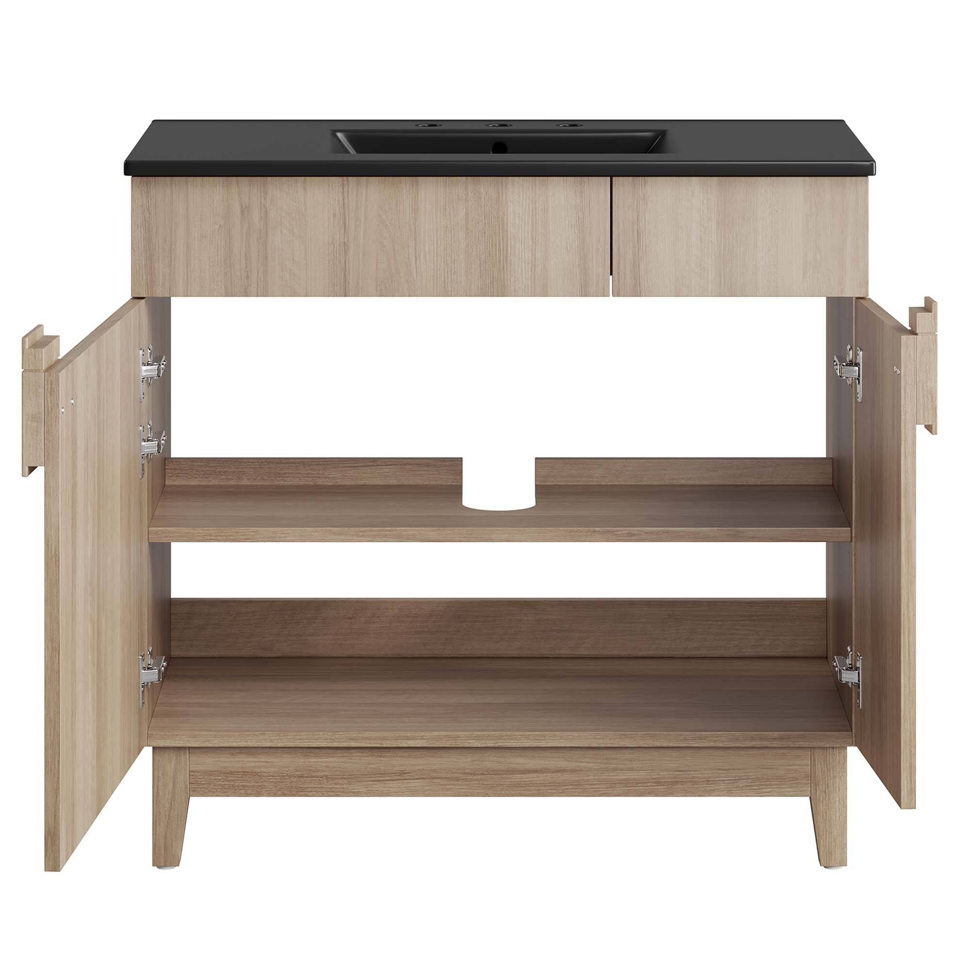 Alt View 6. Modway - Miles Bathroom Vanity Basin Included by Modway - Black Oak.