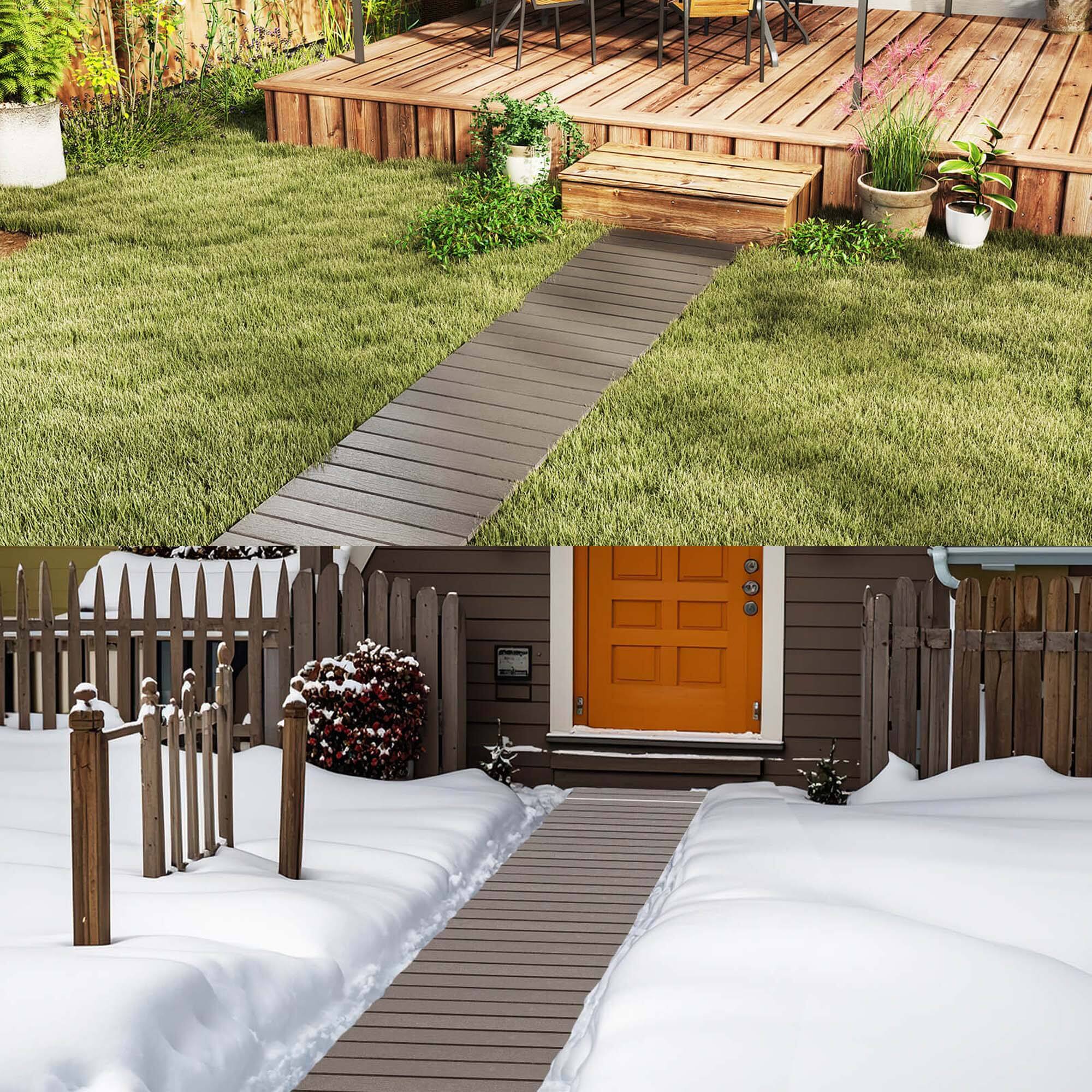 Alt View 3. Costway - Costway 8 FT Outdoor Pathway with HDPE Frame Non-slip Surface Metal Wire Connection - Gray.