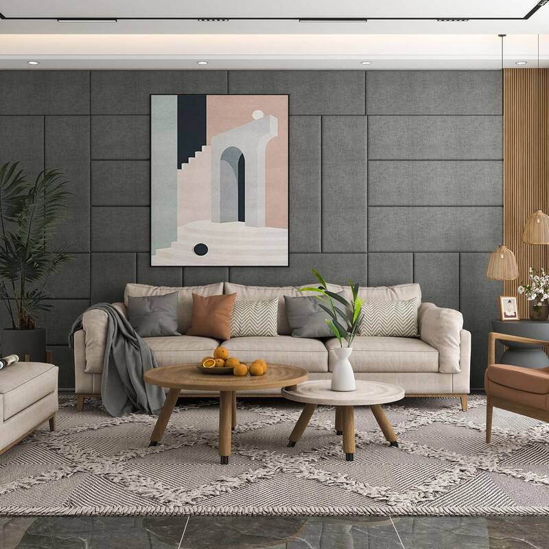 Alt View 4. wowmax - Peel & Stick Padded Headboard for Twin Bed - Self-Adhesive Gray Wall Panel, Easy DIY Installation (1-Pack, 23.6x11.8") - Grey.