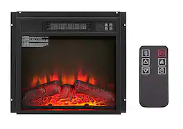 Tiramisubest - Electric Fireplace Insert 18" 1400W,Equipped with remote control,ultra thin heater with log set & realistic flame - Black