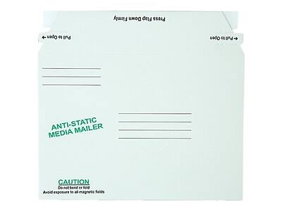 ANTI-STATIC MEDIA MAILER

CAUTION
Do not bend or fold
Avoid exposure to all magnetic fields

Firmly Down Flap Press 4 undo 01 Pull usdO to -Pul

Firmly Down Flap
Firmly Down Flap