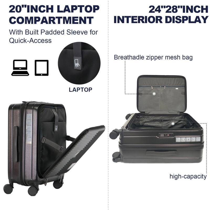 20" INCH LAPTOP COMPARTMENT  
With Built Padded Sleeve for Quick-Access

24"28" INCH INTERIOR DISPLAY  
Breathable zipper mesh bag

LAPTOP

high-capacity