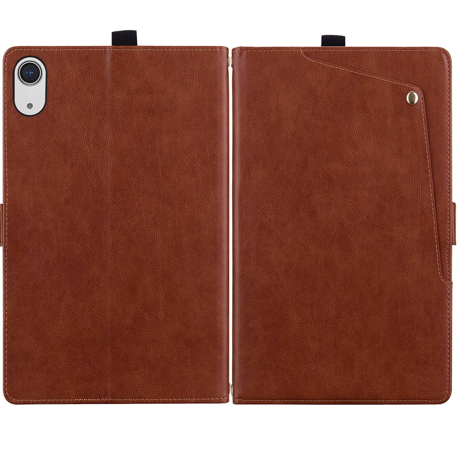 Alt View 6. Dteck - Case For Apple iPad mini (A17 Pro) 2024/iPad mini 6th Business Premiun Leather Folio Adjustable Stand Card Slots Cover - Brown.