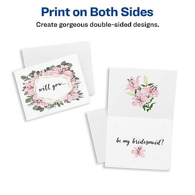 Print on Both Sides  
Create gorgeous double-sided designs.

Will you...  
be my bridesmaid?
