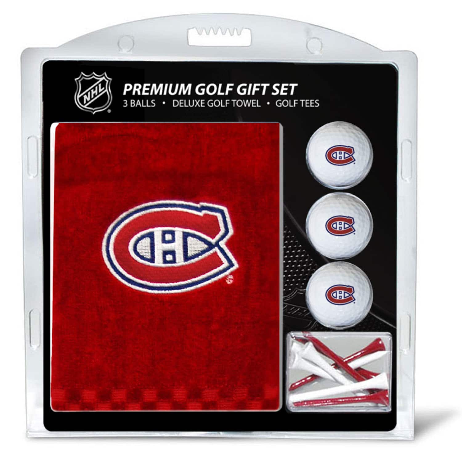 NHL PREMIUM GOLF GIFT SET  
3 BALLS • DELUXE GOLF TOWEL • GOLF TEES