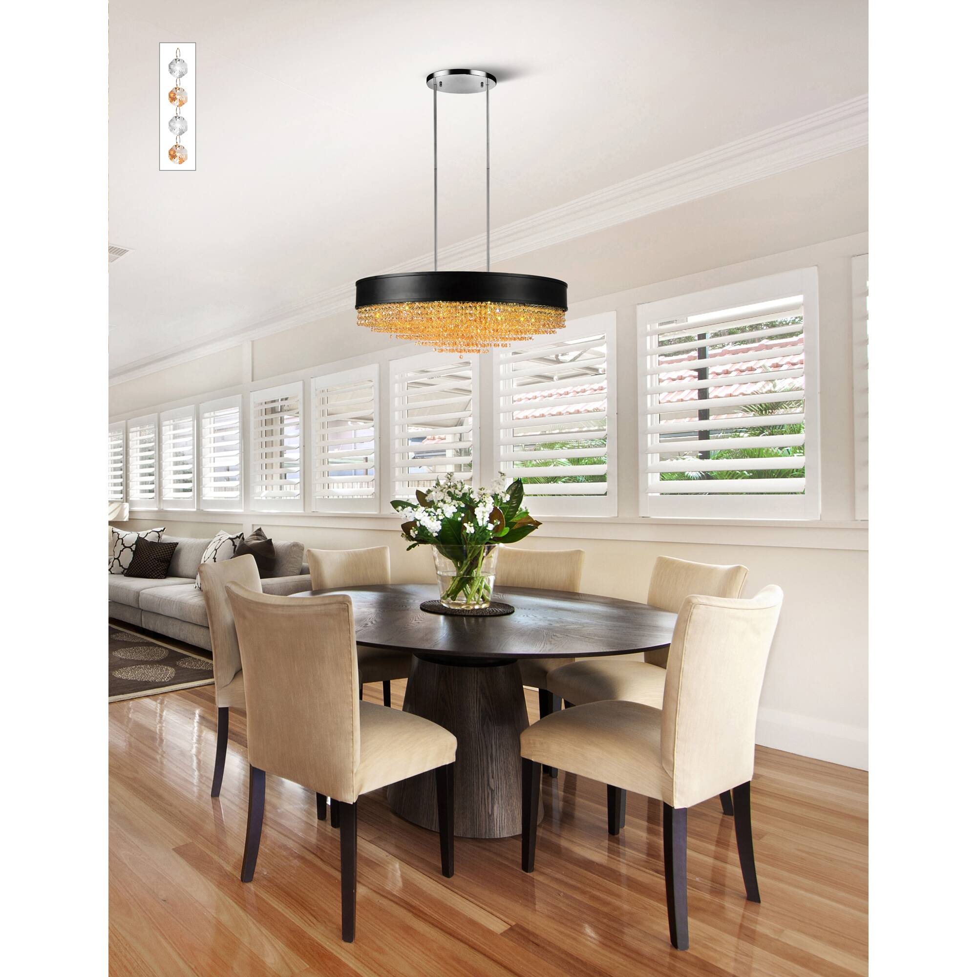 Alt View 2. CWI Lighting - Medina 15 Light Drum Shade Chandelier With Black Finish - Black.