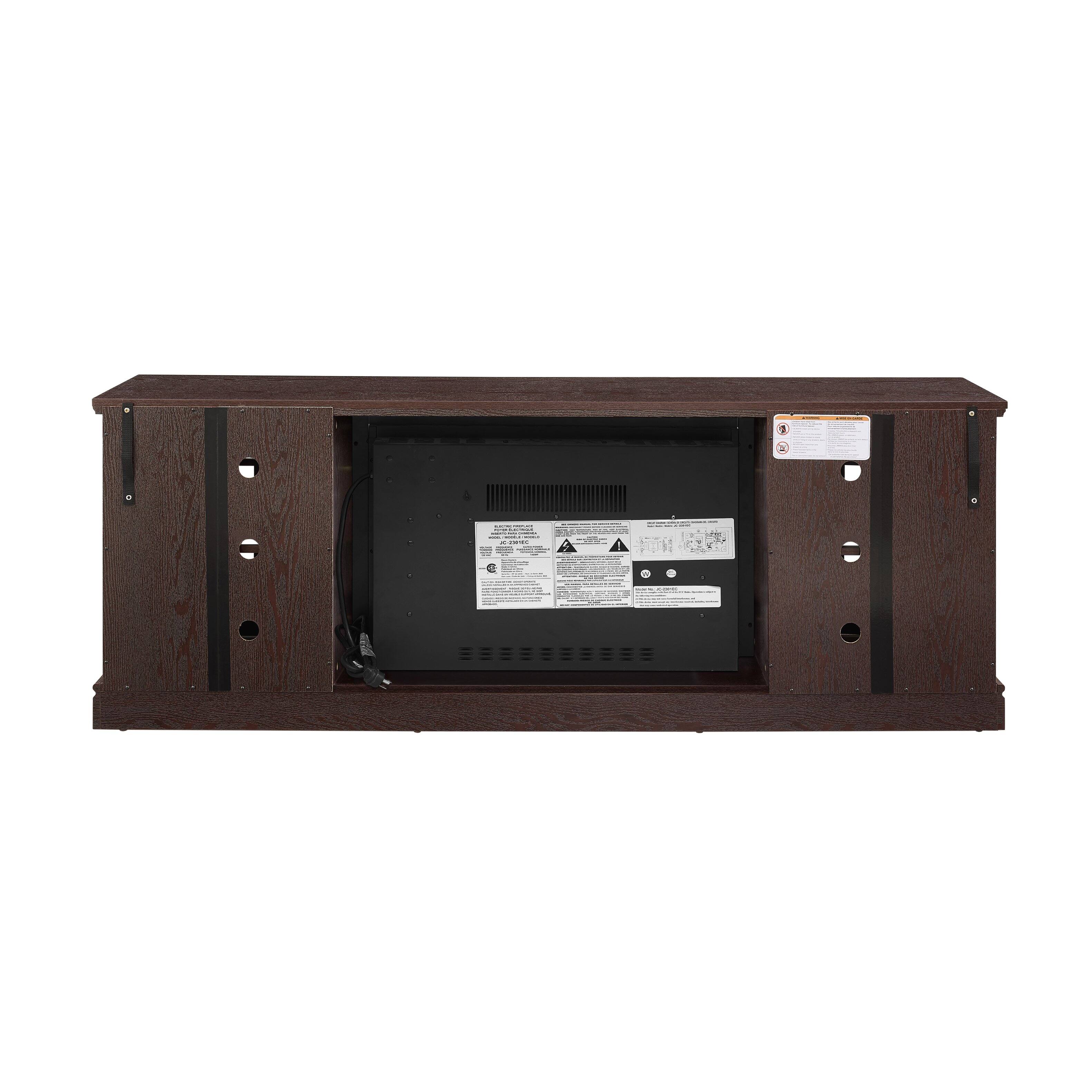 Alt View 4. Whisen - 70" Electric Fireplace TV Stand Media Console, Holds TVs up to 75", Faux Stone Storage Cabinet - Cherry.