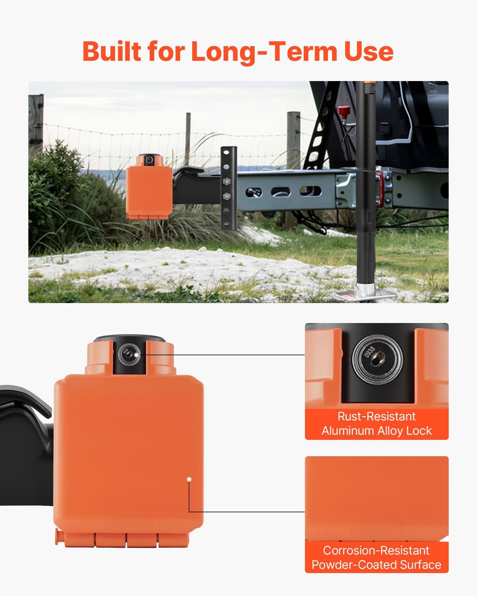 Built for Long-Term Use

- Rust-Resistant Aluminum Alloy Lock
- Corrosion-Resistant Powder-Coated Surface