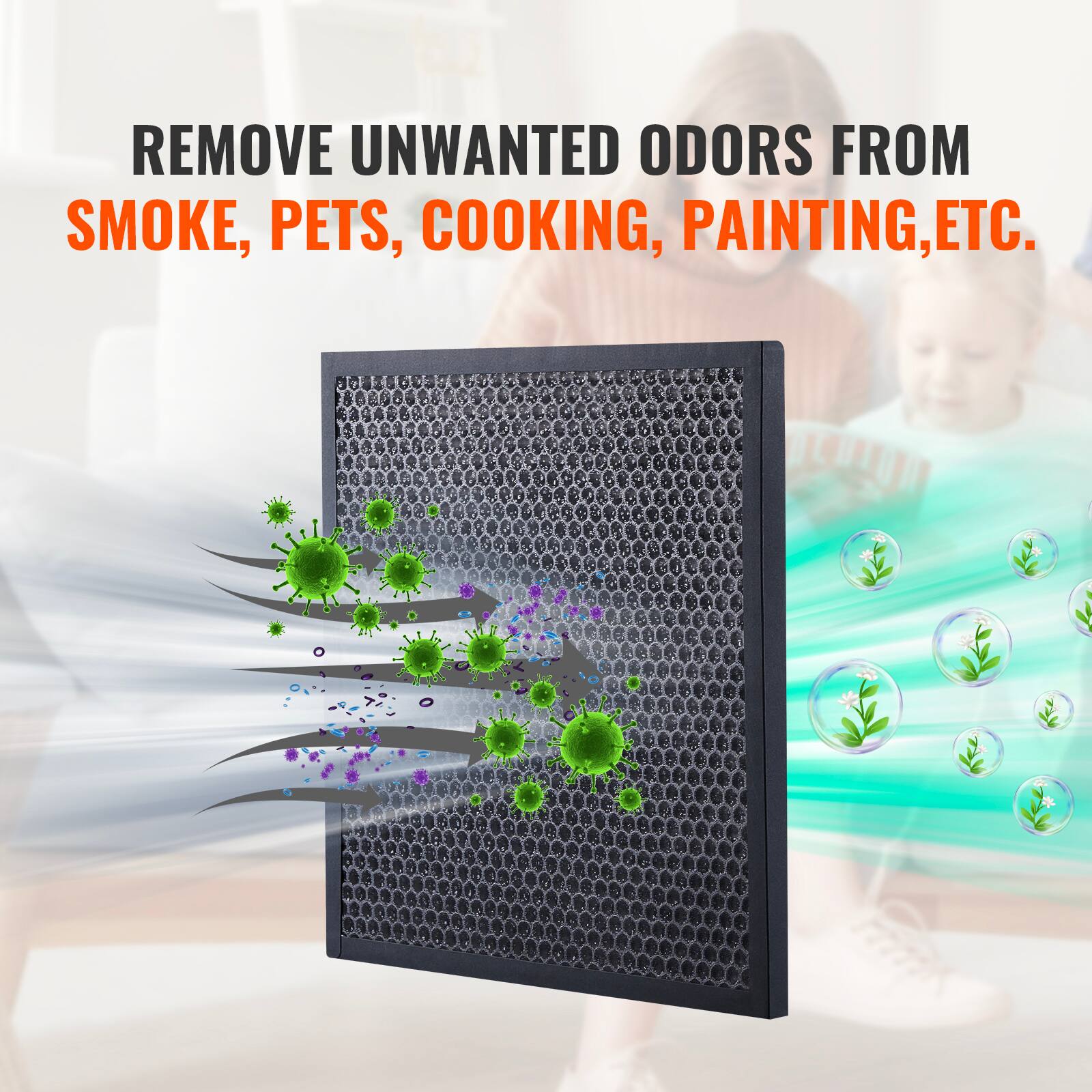 REMOVE UNWANTED ODORS FROM SMOKE, PETS, COOKING, PAINTING, ETC.
