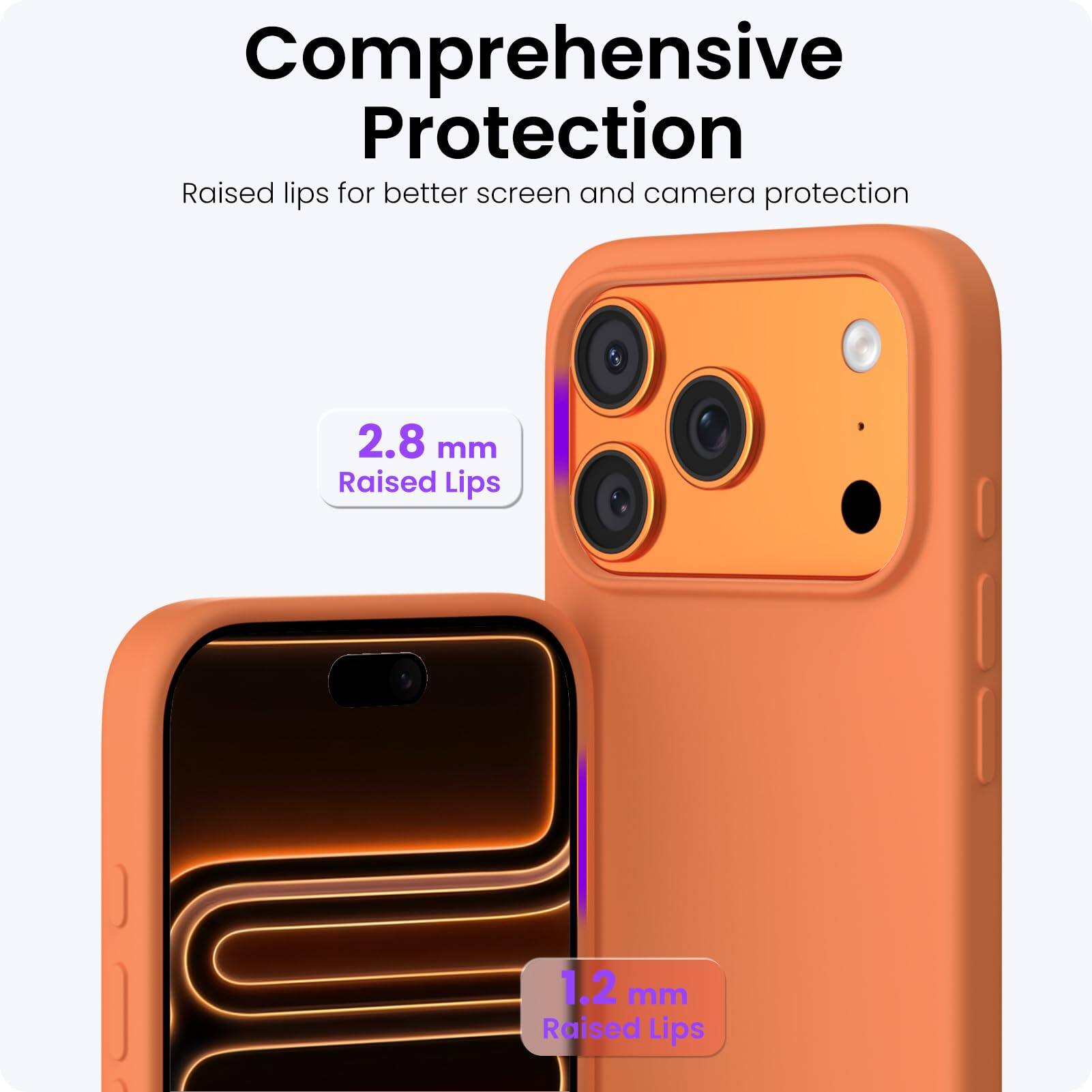 Comprehensive Protection  
Raised lips for better screen and camera protection  
2.8 mm Raised Lips  
1.2 mm Raised Lips