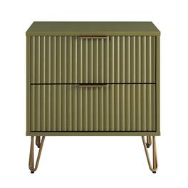 Manhattan Comfort - Dumbo Modern 20" Fluted Nightstand - Olive Green