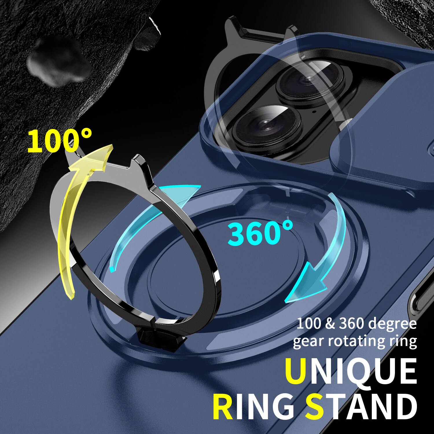 100 & 360 degree gear rotating ring  
UNIQUE RING STAND