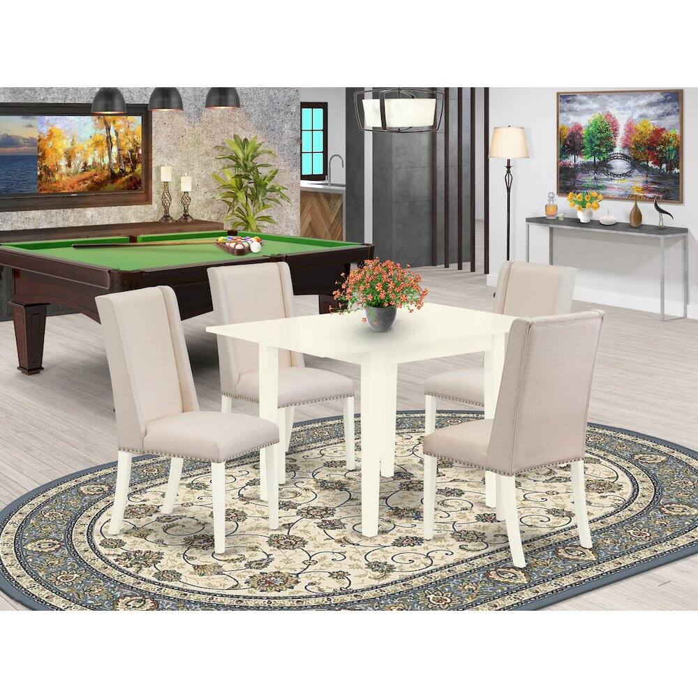 Alt View 2. East West Furniture - Dining Room Set Linen White - Brown.