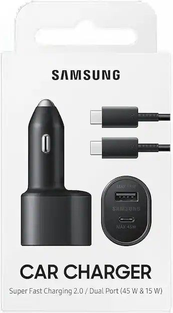 samsung cigarette charger Car Dual USB with Cable 15W black With faster and more reliable Qi2.0 technology Samsung Super Fast Dual Car