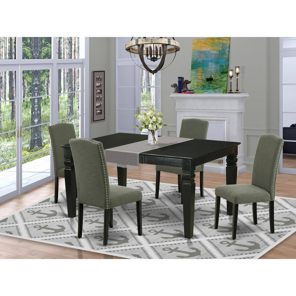 Left. East West Furniture - Dining Room Set Black - Brown.