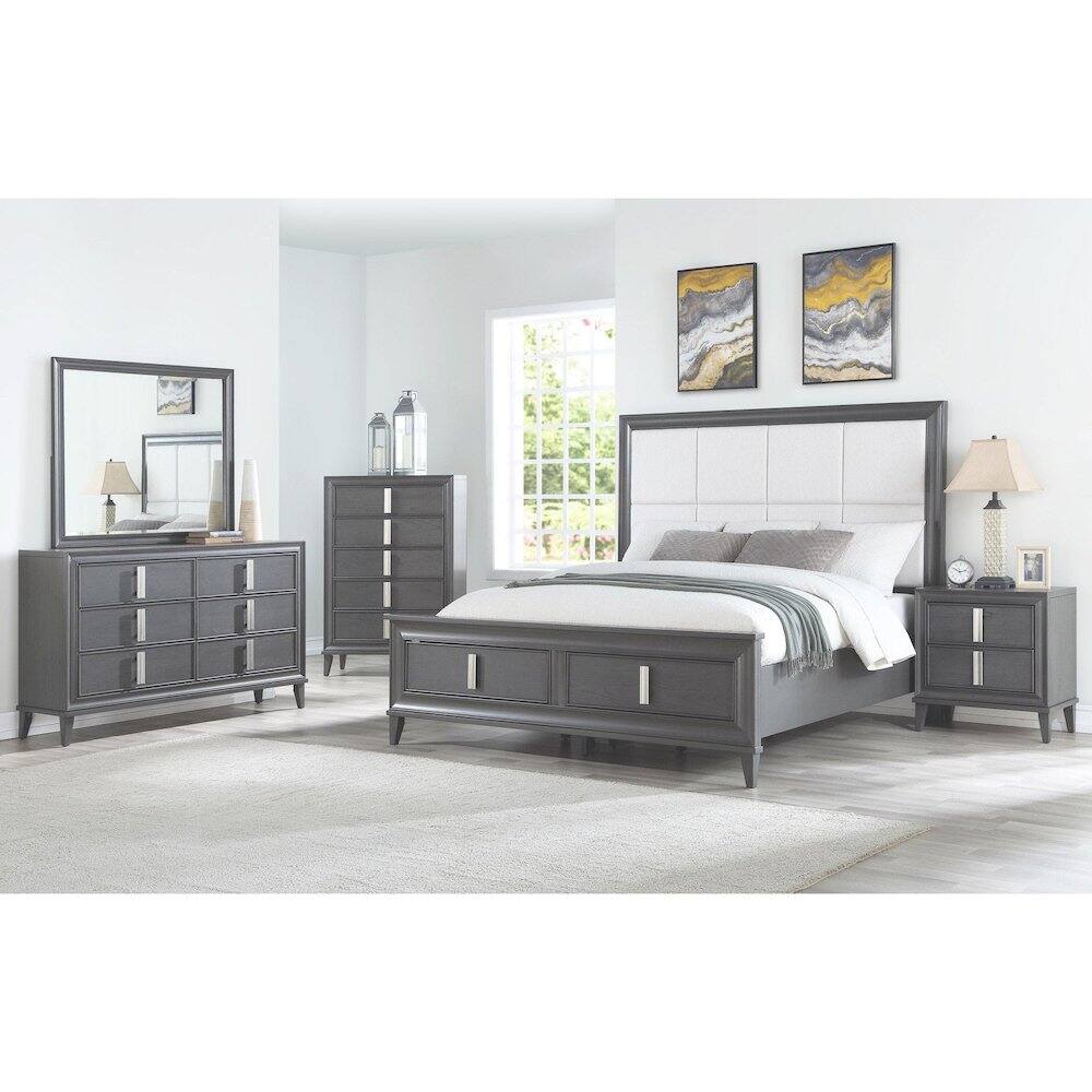Angle. Alpine Furniture - Lorraine Mirror - Dark Grey.