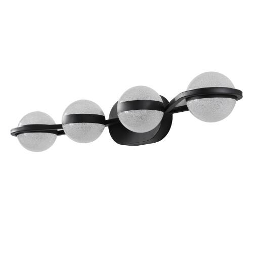 Alt View 2. LUCKY ONE - 30in Wall Mount LED Vanity Light, 4-Light Black Minimalist Fixture for Bathroom Mirror with Acrylic Shades - Black.