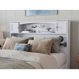 Hivvago - Full size Farmhouse Bookcase Headboard Wood Finish - White
