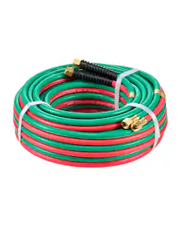 VEVOR - Oxygen Acetylene Hose,1/4-Inch x 50FT Oxy Acetylene Hose with 9/16"-18 LH/RH B Fittings, R Grade Welding Torch Twin Hose - Red;Green