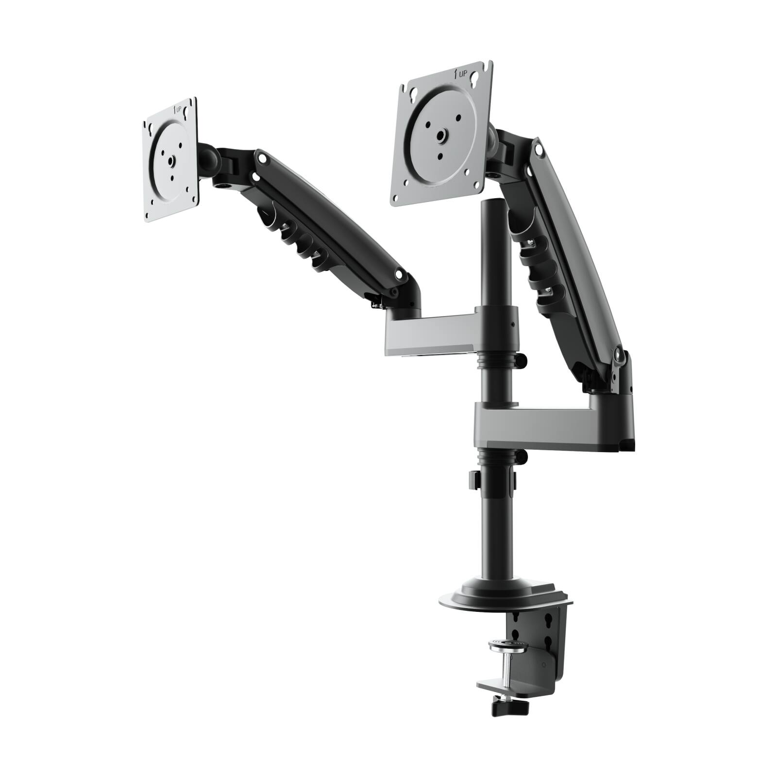 Alt View 1. HUANUO - Dual Monitor Desk Mount with Gas Spring Arms and Height Adjustable Column - Black.