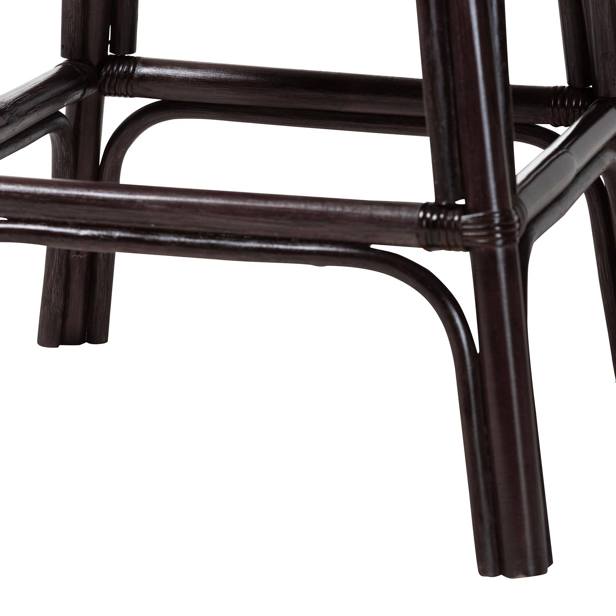 Alt View 2. bali & pari - Alsip Espresso Rattan Counter Stool with Swivel Seat - Espresso/White.