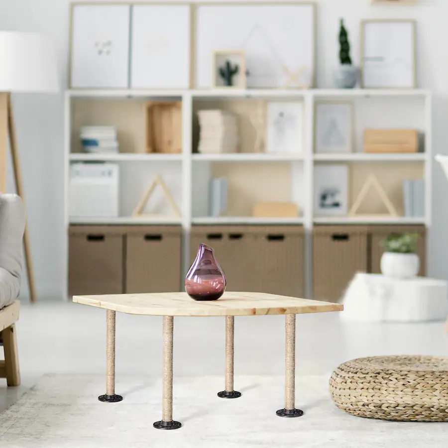 Textured Table Leg Oumilen 4 Pack Sisal Wrapped Table Legs with Caster Wheels – Industrial ...