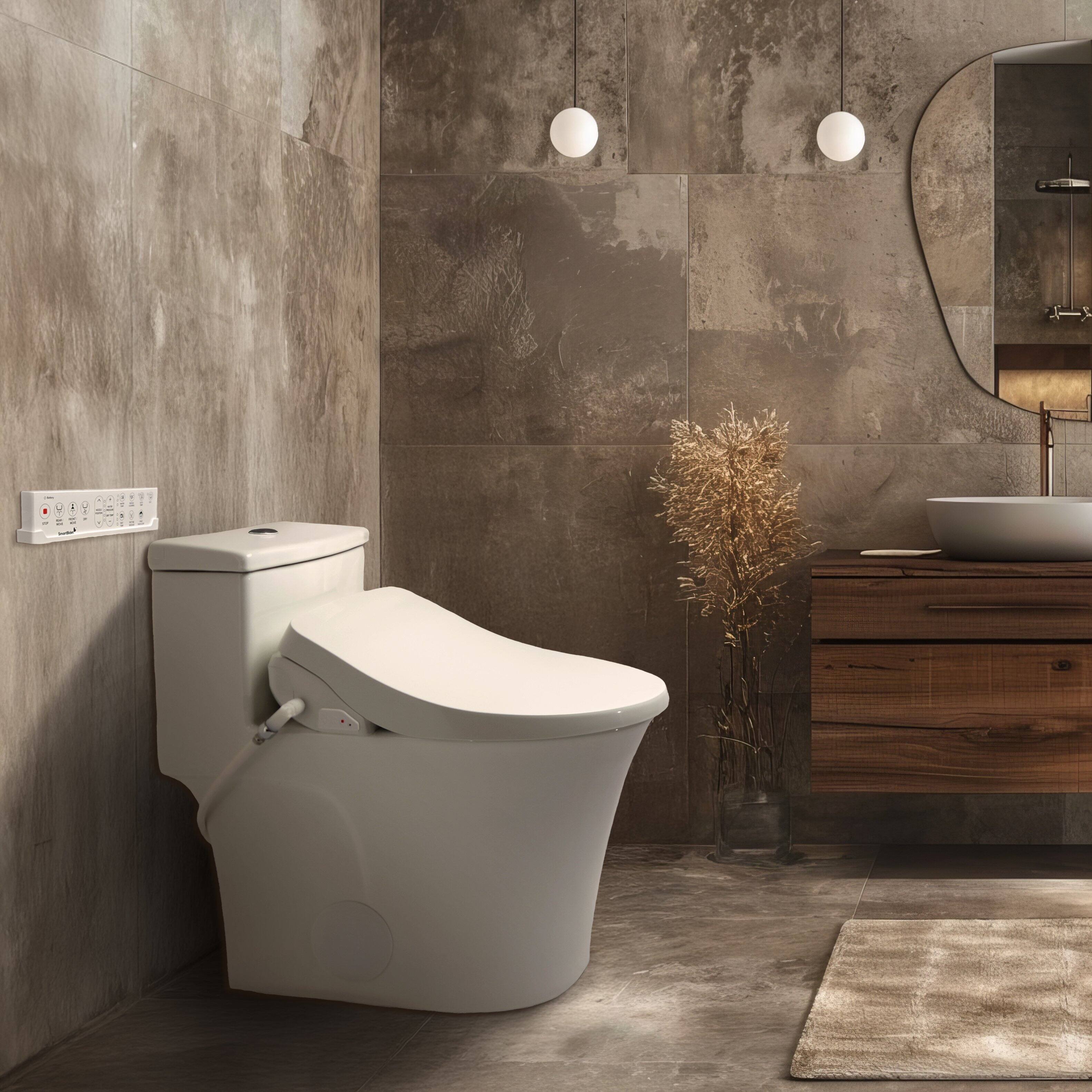 Left. SmartBidet - SB-1200 Electric Smart Bidet™ Toilet Seat with Unlimited Warm Water, Heated Seat, Dryer, Massage - Elongated - White.