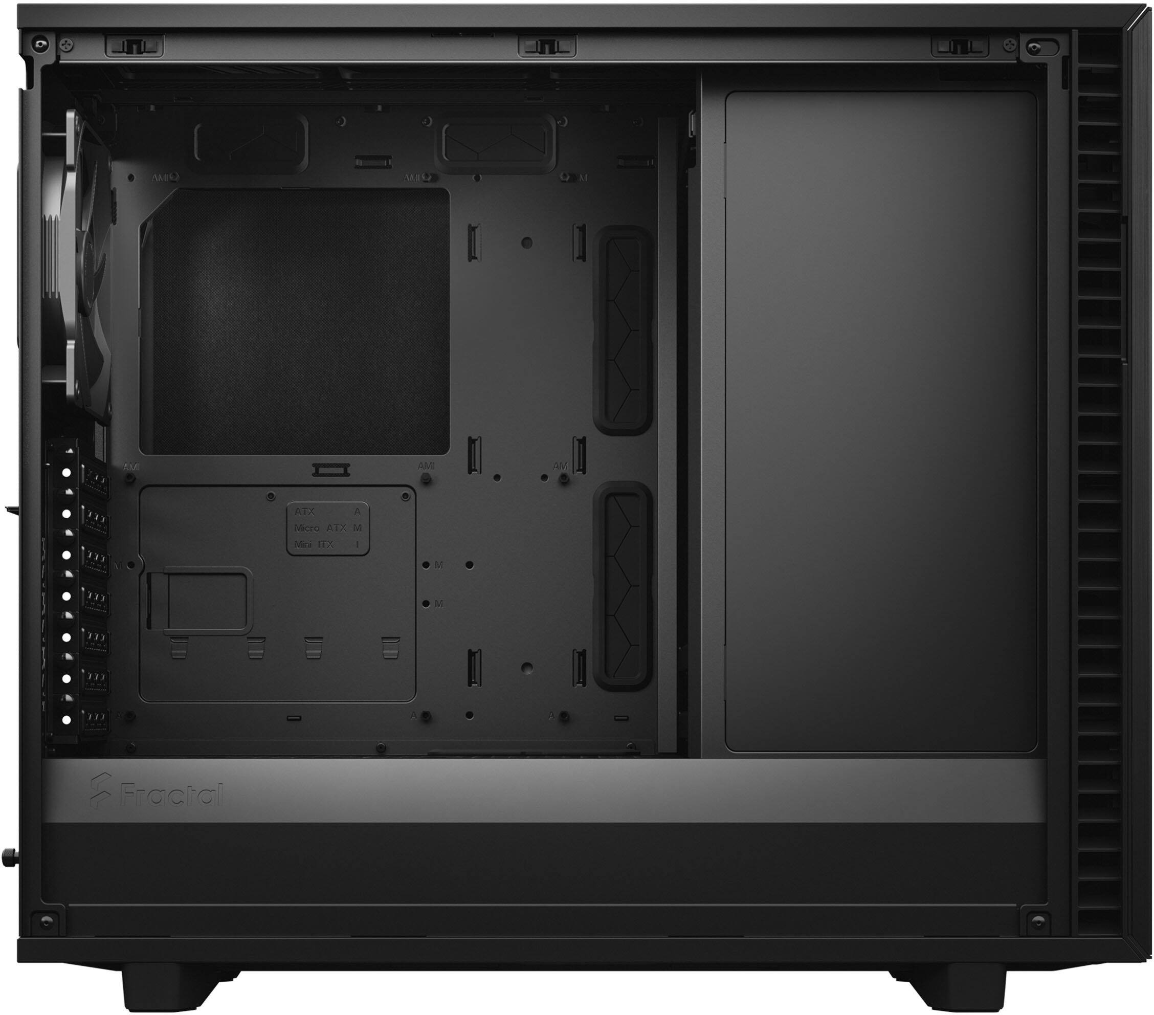 Alt View 5. Fractal Design - Fractal Design Define 7 Black Brushed Aluminum/Steel E-ATX Silent Modular Mid Tower PC Case - Black.