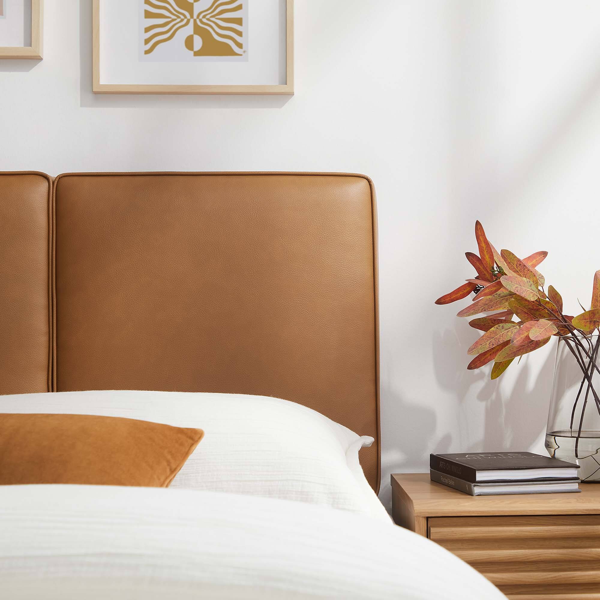 Alt View 4. Modway - Lindee Vegan Leather Twin Headboard by Modway - Brown.