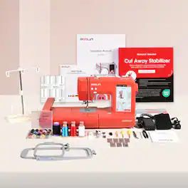 Poolin - 【Clearance Sale】EOC05-RE(2in1) Sewing & Embroidery Machine Computer 9.2x4" Area 7" Touchscreen Wifi for Sidework - Red