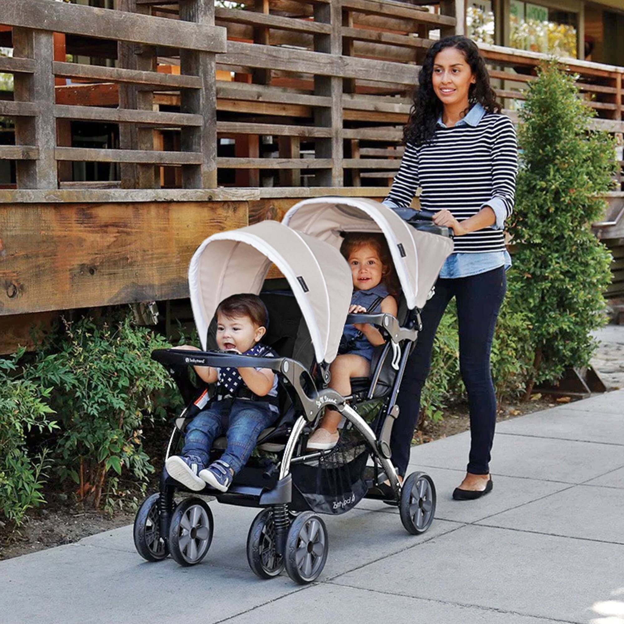 Alt View 3. Baby Trend - Baby Trend Sit N' Stand Easy Fold Travel Toddler & Baby Double Stroller, Khaki.