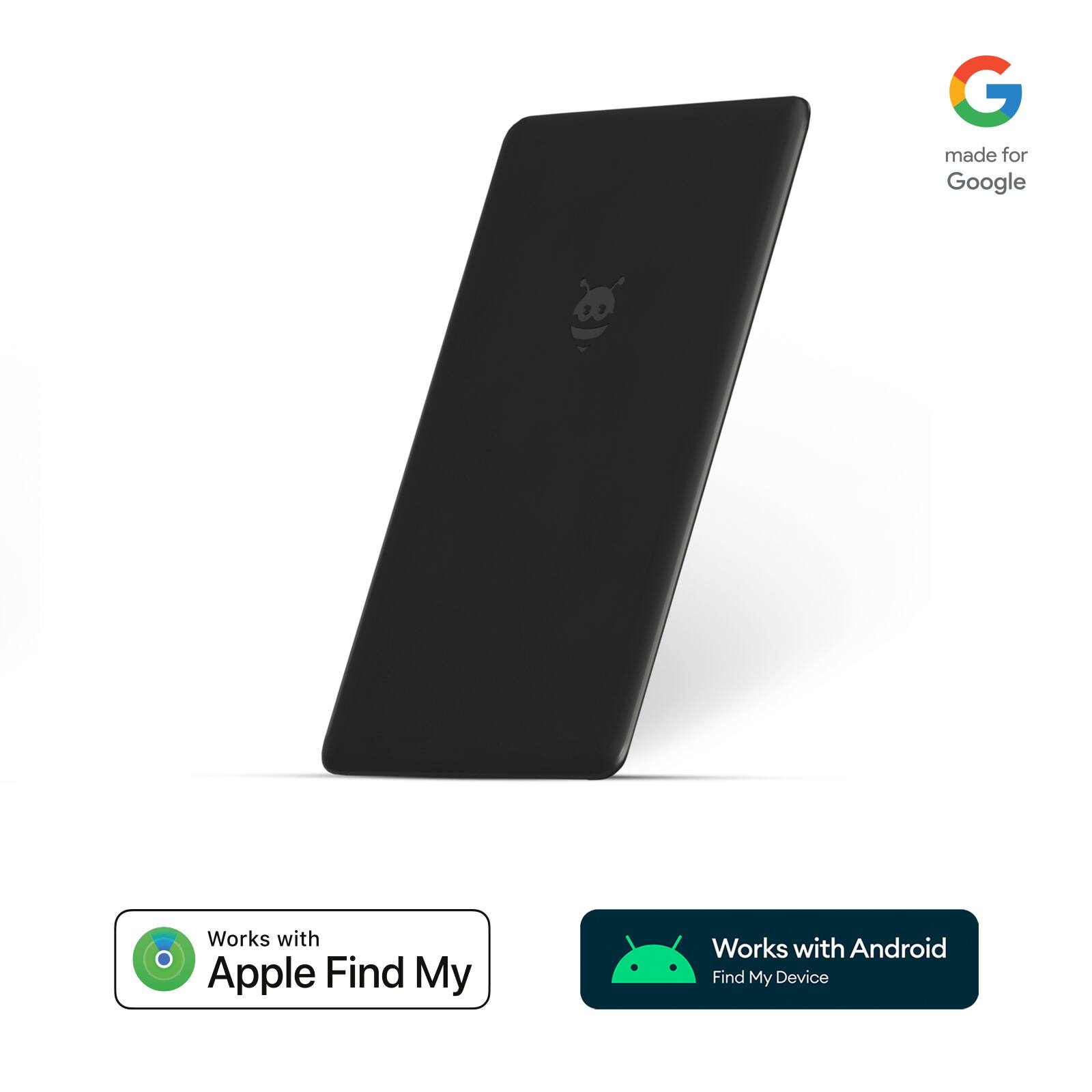 Pebblebee - Card, Universal Rechargeable Item Tracker, works with Android Find My Device or Apple Find My - Black