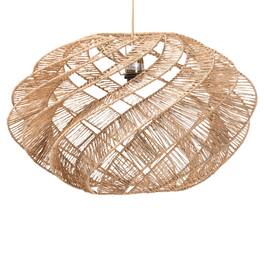 bali & pari - Enola Handwoven Jute Pendant Lampshade - Boho Chic Ceiling Light Cover with Twisted Spiral Design - Natural Brown