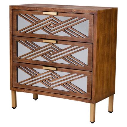 Front. COZAYH - COZAYH 3-Drawer Modern Accent Dresser Mirror Front Storage Cabinet, Wood Finish - Wood.