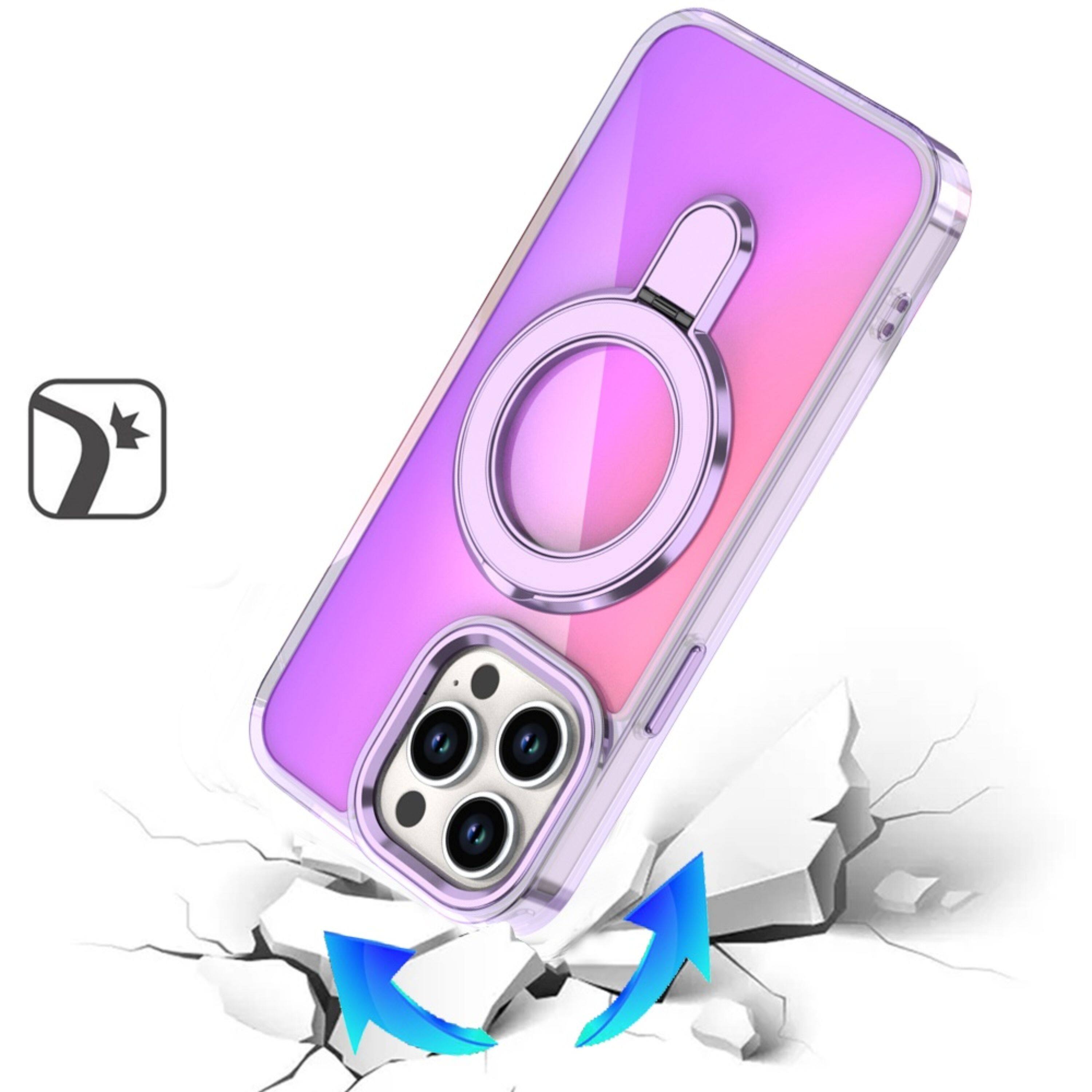 Left. Kitcheniva - Radiant Chrome Magnetic Stand Case For iPhone 14 Pro Max Light Purple - Light Purple.