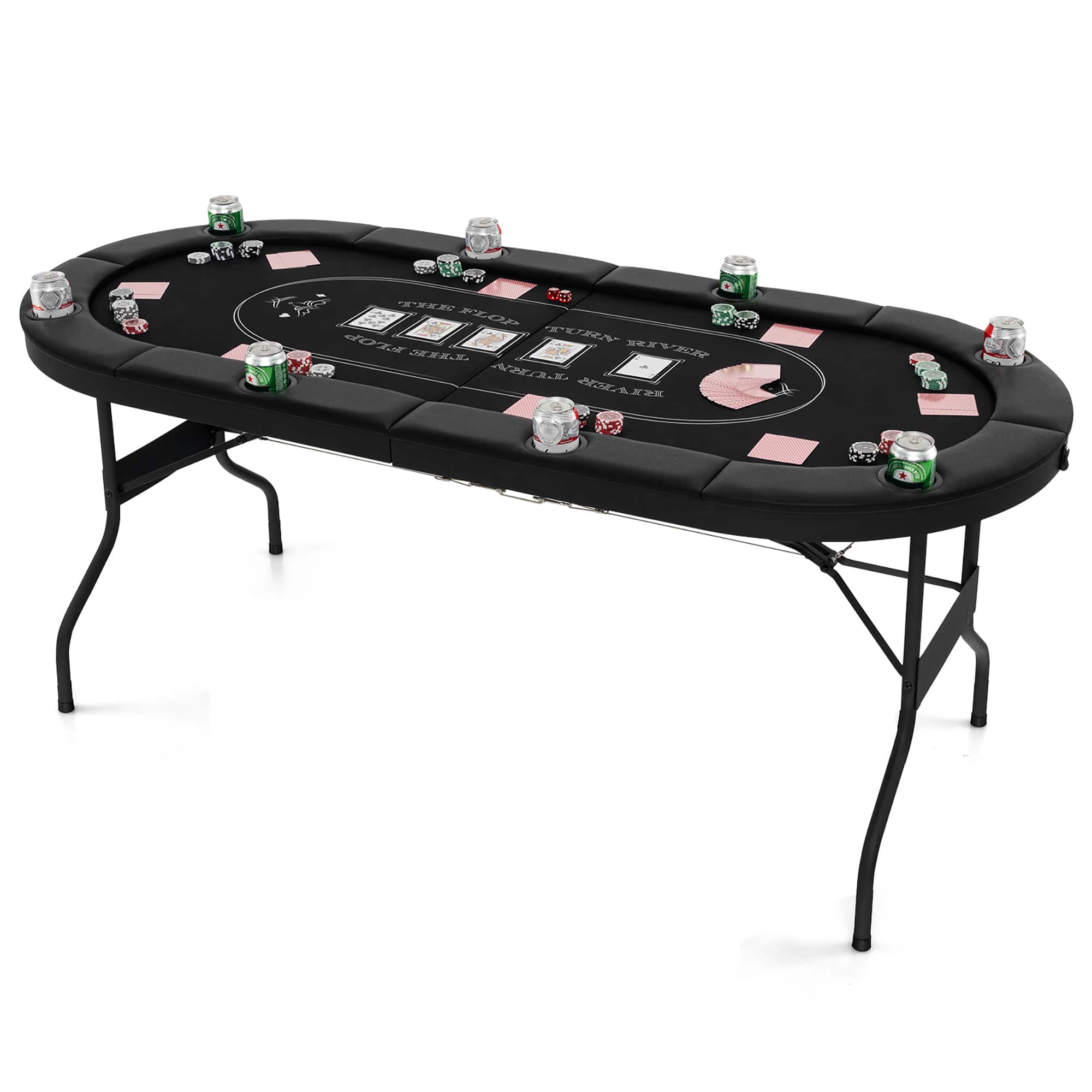 Barrington Texas Hold'em 10 Player Poker Table Black/Blue