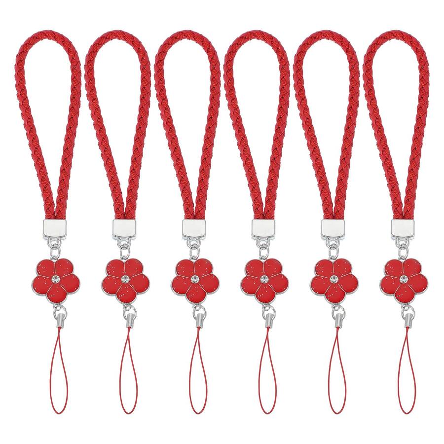 Unique Bargains 6pcs Creative Braided Flower Phone Charm Wrist Lanyard ...