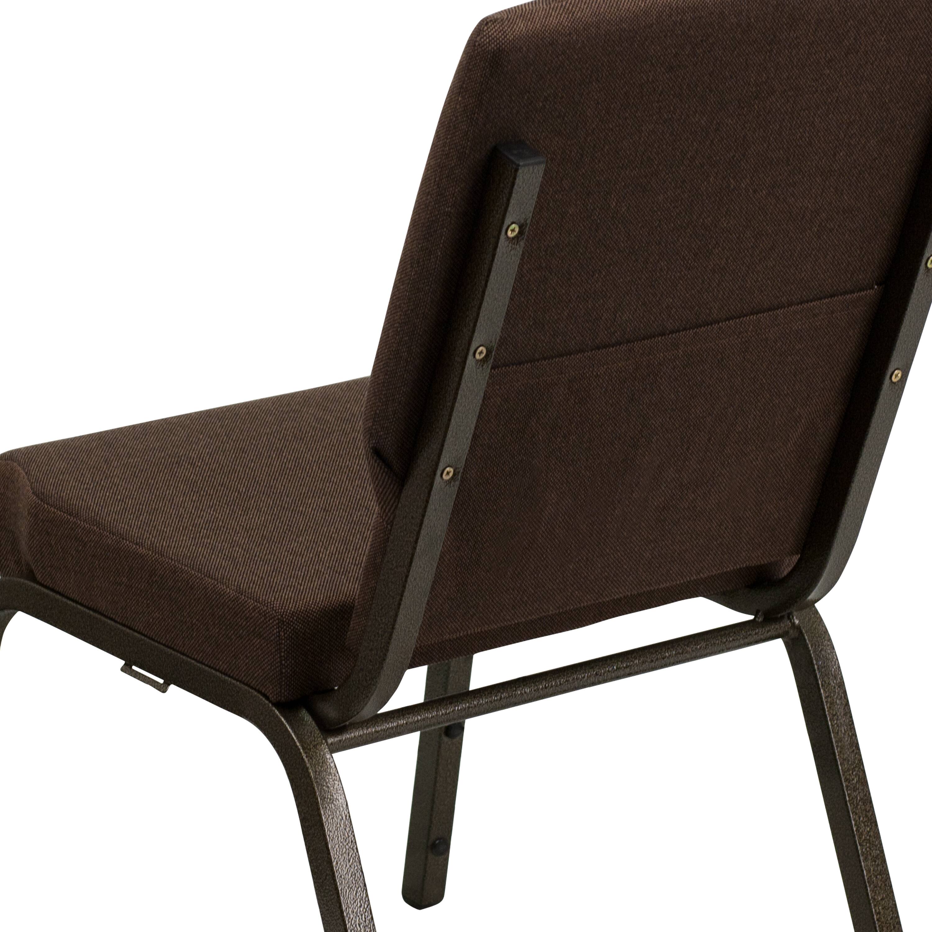 Alt View 8. Emma + Oliver - Stacking Auditorium Chair with 19" Seat - Brown Fabric/Gold Vein Frame.
