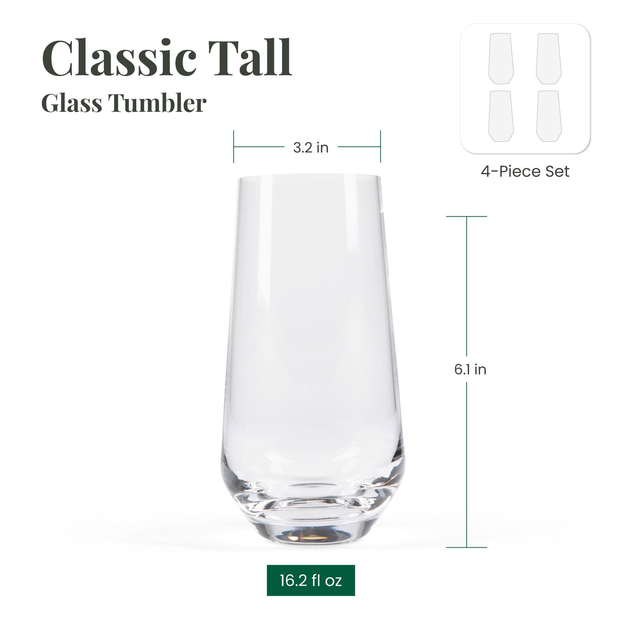 Classic Tall Glass Tumbler 3.2 in 4-Piece Set 6.1 in 16.2 fl oz