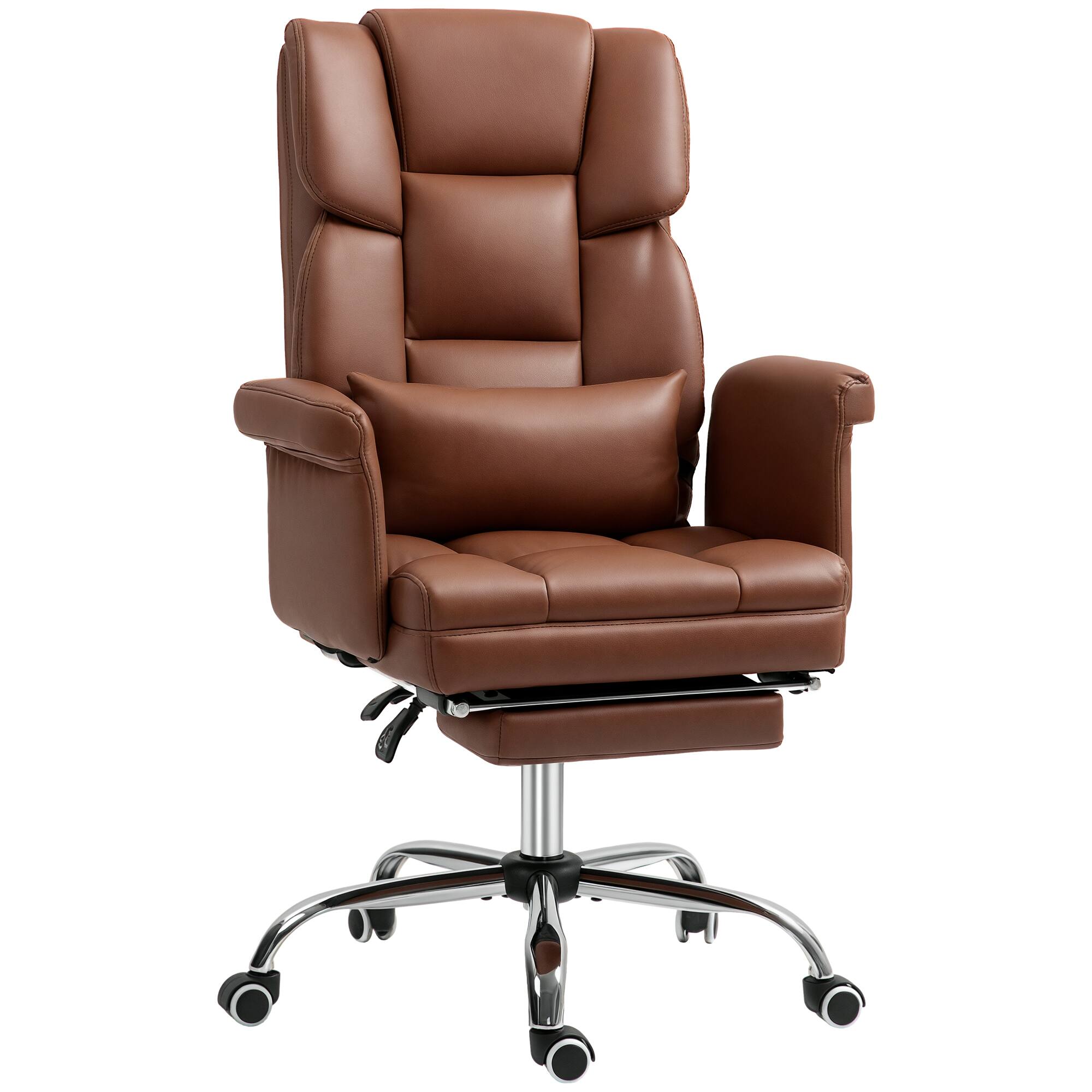Homcom - Executive Office Chair with Footrest, Lumbar Support - Brown