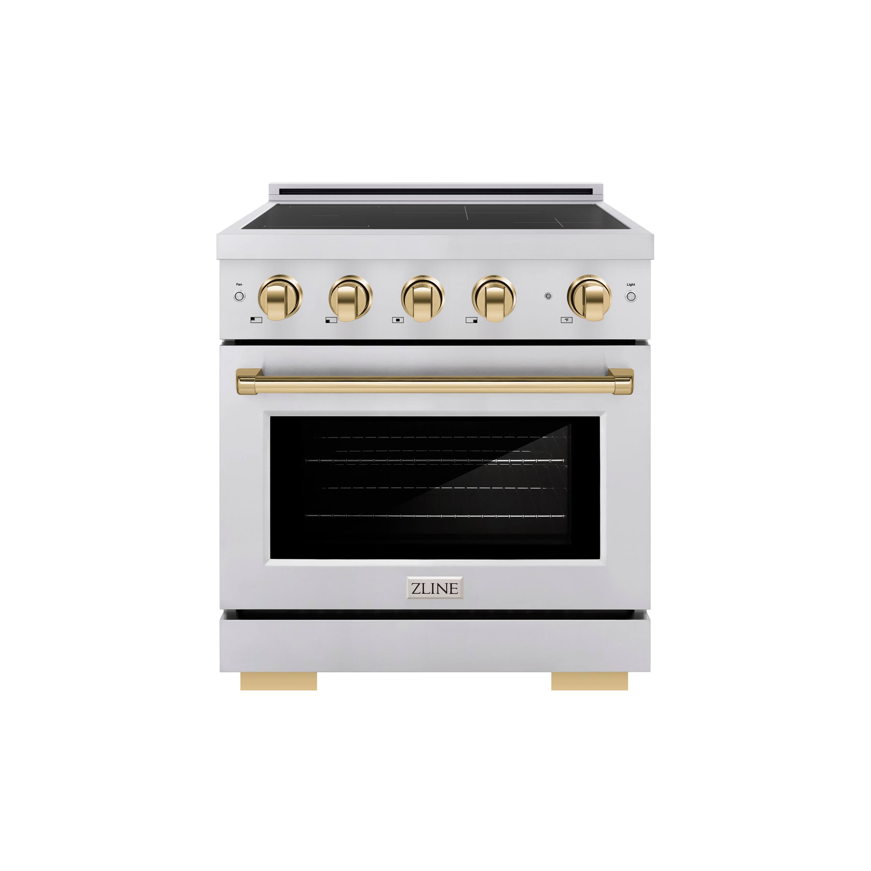 Autograph 30 in. 4.2 cu. ft. Paramount Freestanding Induction Range with 4 Burners and Electric Oven w/ Gold Accents Front