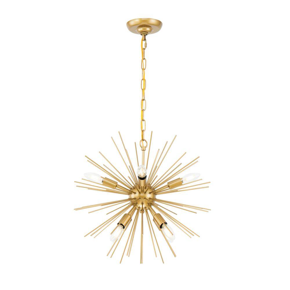 Alt View 4. Living District - Timber 8 light Brass pendant - Brass.